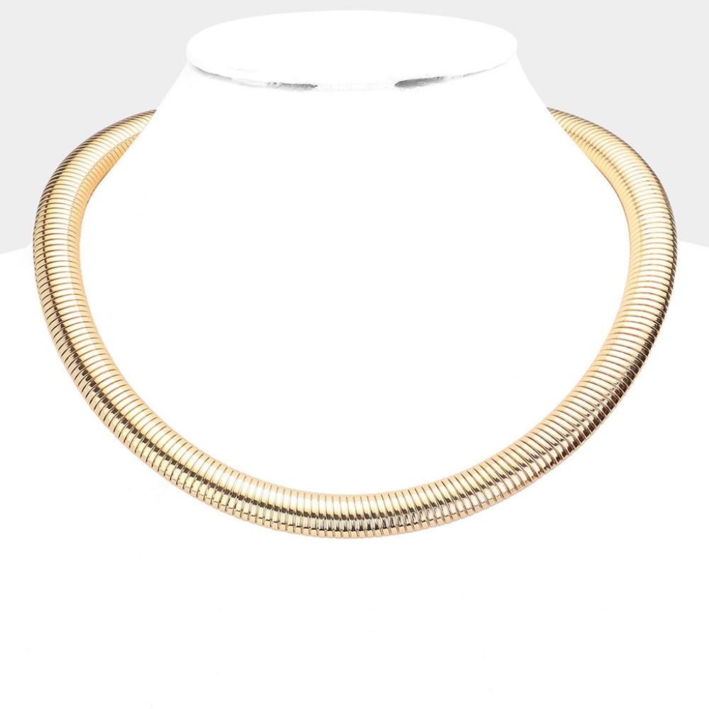 Simple Gold Metal Necklace Basic Snake Chain Bold Fashion Jewelry Accessory